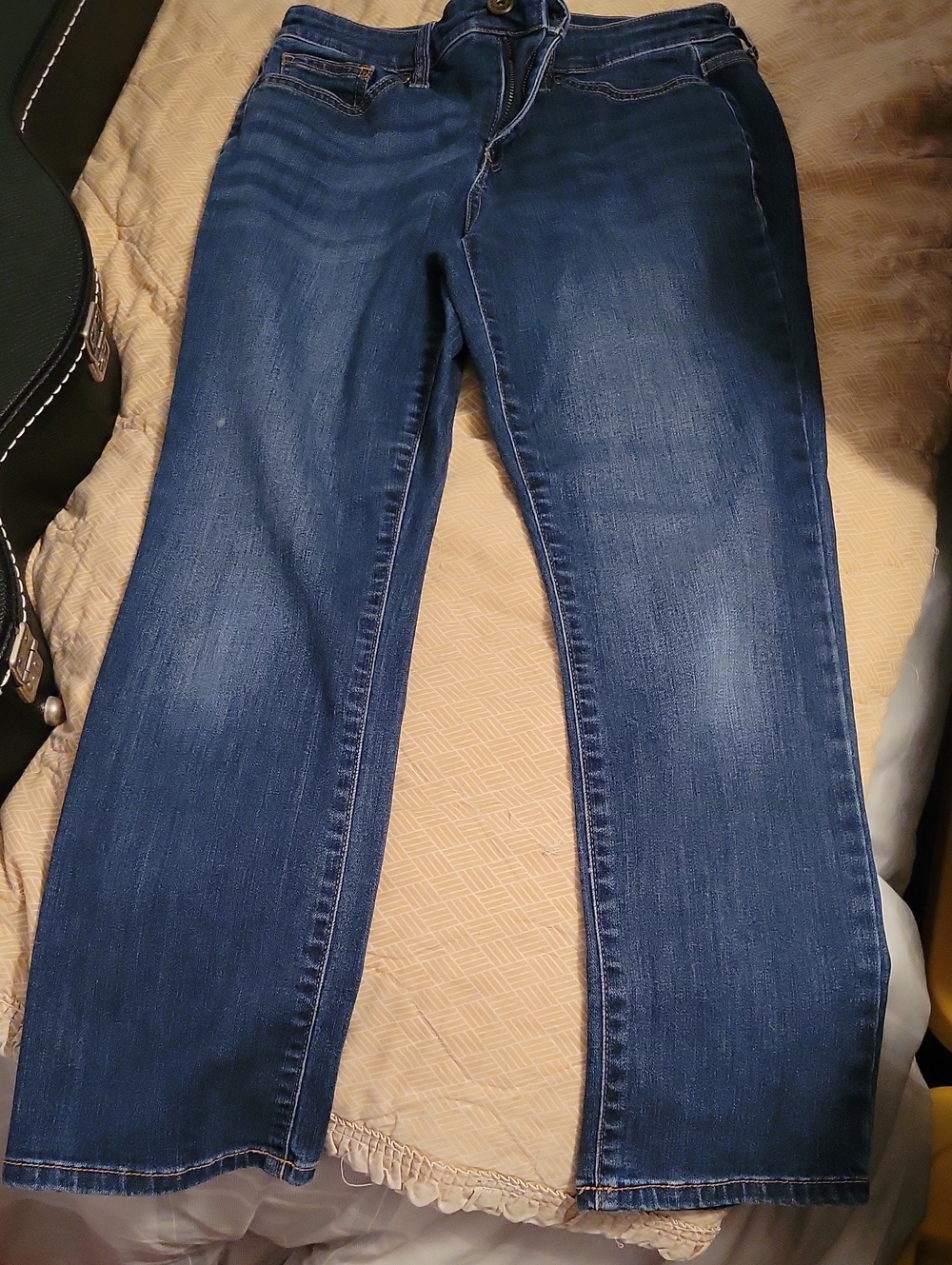 St. John's Bay Women's Straight Leg Jeans in Mid Blue